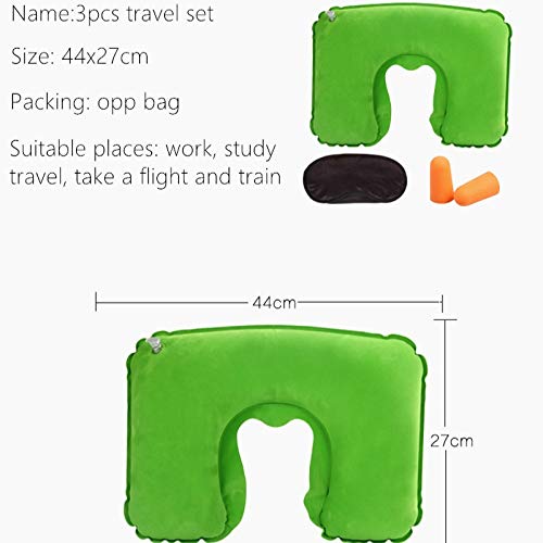 DKHF Almohada en Forma de U 3 uds U Cuello Almohada Aire Inflable Suave Cuerpo Almohada Viaje avión Cuello Relax cojín masajeador de tracción con Tapones para los oídos Venda