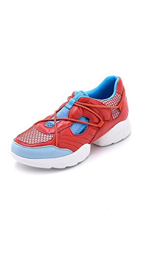 DKNY Entrenador De Corredor De Vaina Doble Rojo Amapola 39 Red Leather