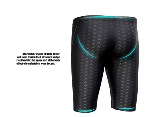 DLD Traje de baño para Hombres Piel de tiburón Negro Troncos de natación para Hombre de Secado rápido Pantalones Cortos para Nadar Cintura Ajustable Hombre Maduro Traje de baño (XXXL)