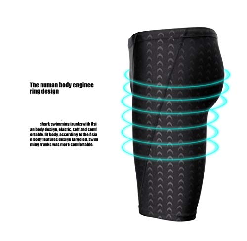 DLD Traje de baño para Hombres Piel de tiburón Negro Troncos de natación para Hombre de Secado rápido Pantalones Cortos para Nadar Cintura Ajustable Hombre Maduro Traje de baño (XXXL)