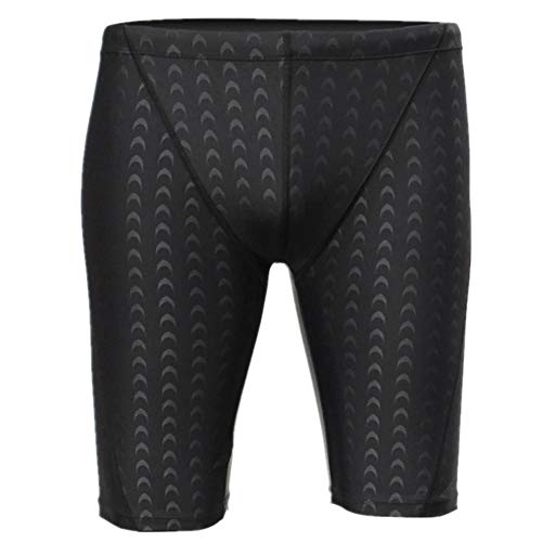 DLD Traje de baño para Hombres Piel de tiburón Negro Troncos de natación para Hombre de Secado rápido Pantalones Cortos para Nadar Cintura Ajustable Hombre Maduro Traje de baño (XXXL)