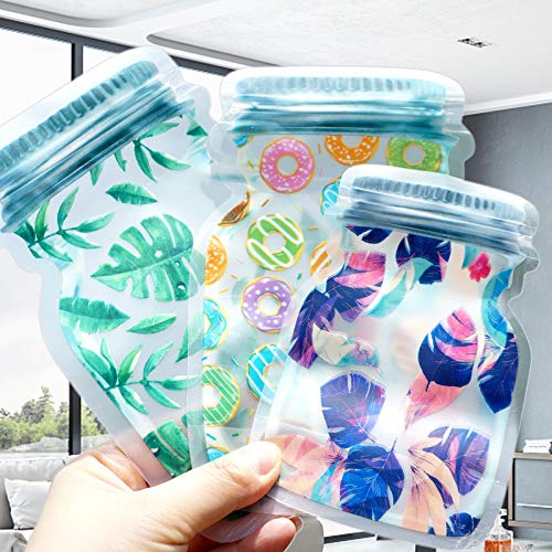 DMFSHI Bolsa De Almacenamiento De Tarros De Albañil, 18 PCS Bolsa Alimentos Reutilizable, Bolsa de Almacenamiento Impermeable a Prueba de Fugas para Bocadillos de Galletas Dulces (S, M, L)