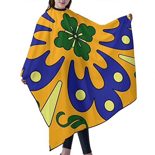 Dnwha Talavera - Delantal Profesional para peluquería, diseño de Azulejos, Color Naranja y Azul, Blanco, Talla única