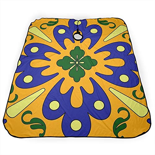 Dnwha Talavera - Delantal Profesional para peluquería, diseño de Azulejos, Color Naranja y Azul, Blanco, Talla única