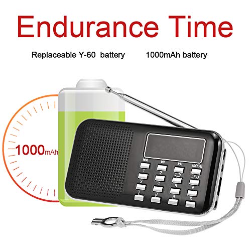 Docooler Y-896 Mini Radio FM Digital Portátil 3W Estéreo Altavoz MP3 Audio Reproductor con Pantalla de 2 Pulgadas Soporte de visualización USB Drive TF Card AUX-IN Auricular