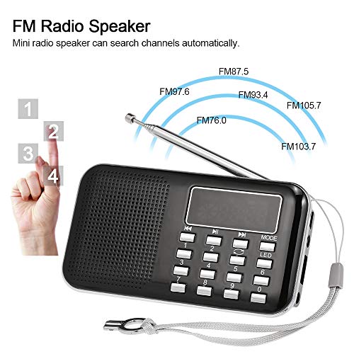 Docooler Y-896 Mini Radio FM Digital Portátil 3W Estéreo Altavoz MP3 Audio Reproductor con Pantalla de 2 Pulgadas Soporte de visualización USB Drive TF Card AUX-IN Auricular