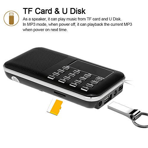 Docooler Y-896 Mini Radio FM Digital Portátil 3W Estéreo Altavoz MP3 Audio Reproductor con Pantalla de 2 Pulgadas Soporte de visualización USB Drive TF Card AUX-IN Auricular