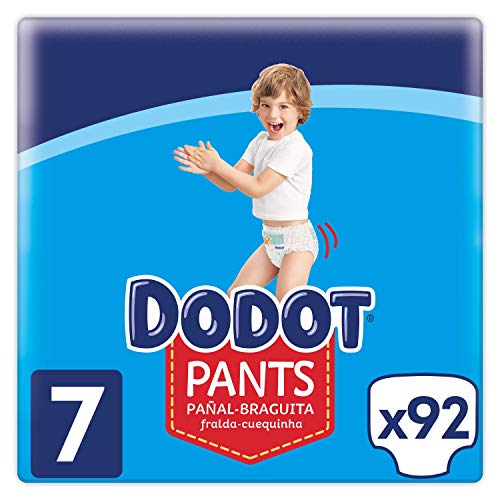 Dodot Pants Pañal - Braguita Talla 7, 92 Pañales, 17 kg +, Pañal - Braguita Con Ajuste 360° Anti - fugas