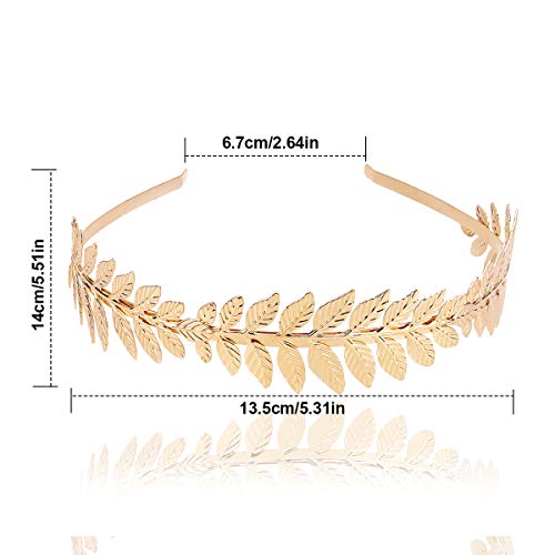 Dokpav Diadema Nupcial Dorado Hoja Tocado Barroco Vintage Accesorios Nupciales, Diadema de Hoja Dorada, Diadema de hoja de oro diosa griega diosa banda de pelo corona novia boda diadema