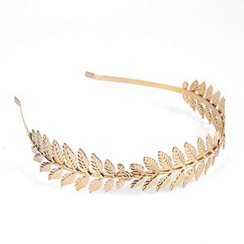 Dokpav Diadema Nupcial Dorado Hoja Tocado Barroco Vintage Accesorios Nupciales, Diadema de Hoja Dorada, Diadema de hoja de oro diosa griega diosa banda de pelo corona novia boda diadema