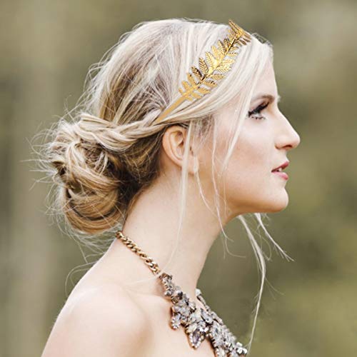 Dokpav Diadema Nupcial Dorado Hoja Tocado Barroco Vintage Accesorios Nupciales, Diadema de Hoja Dorada, Diadema de hoja de oro diosa griega diosa banda de pelo corona novia boda diadema