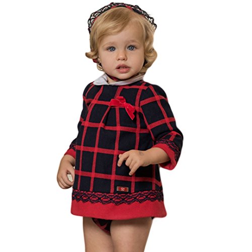 DOLCE PETIT - Vestido Bebe Navidad Braguita Y Capota bebé-niños Color: Marino Talla: 12M