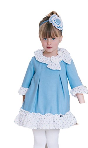 DOLCE PETIT - Vestido NIÑA PLUMETI Niñas Color: Azul Porcelana Talla: 10 años