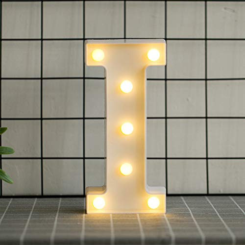 DON LETRA Letras Luminosas, 7 Bombillas de LED, Decoración del Hogar, Iluminación Decorativa para Casa, Letras Plásticos de 22cm - Letra I