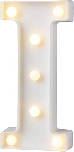 DON LETRA Letras Luminosas, 7 Bombillas de LED, Decoración del Hogar, Iluminación Decorativa para Casa, Letras Plásticos de 22cm - Letra I