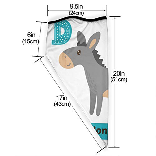 Donkey d letter cute children animal alphabet en Mascarilla para hombres y mujeres turbante al aire libre a prueba de polvo pasamontañas a prueba de viento sombrero paño protector solar bufanda