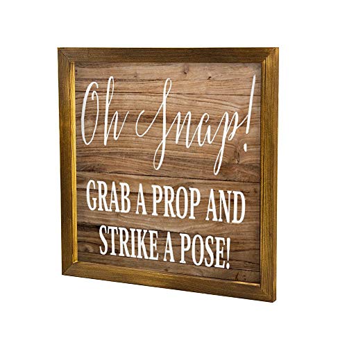 DONL9BAUER Oh Snap Grab A Prop And Strike A Pose - Placa de madera para colgar en la pared, decoración rústica moderna para cocina, sala de estar