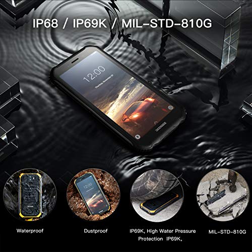 DOOGEE S40 4G Moviles Libres Resistente IP68/IP69K Impermeable Smartphone 4650mAh, Android 9.0 Telefono Movil Todoterreno 5.5’’ Cámara 8MP+5MP Dual SIM 3GB+32GB, NFC Face ID + Huella Digital - Naranja
