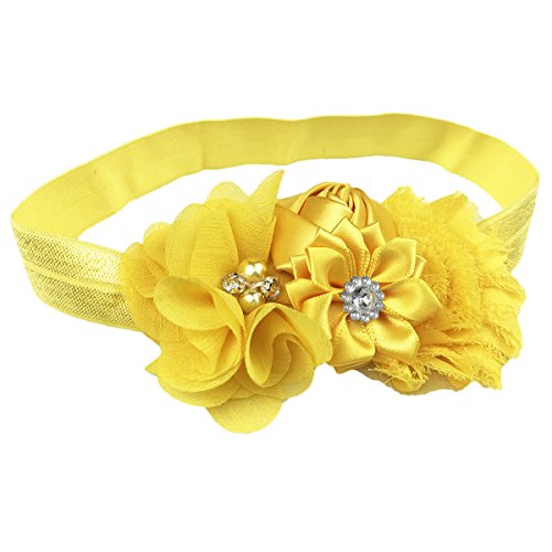 Dooppa Adorable banda para el cabello para bebés niñas con rosas y diamantes falsos (6 unidades)