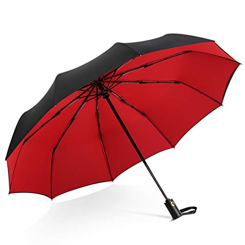 DORRISO Vogue Automático Plegable Paraguas Mujer Hombres Portátil Viajar Paraguas Antiviento Impermeable Unisexo Paraguas Rojo
