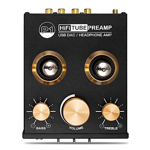 Douk Audio P1 Bluetooth 5.0 - Preamplificador para Tubos de vacío (Hi-Fi Valve Headphone Amplifier Wireless Receiver Audio Decoder Preamp USB DAC APTX)