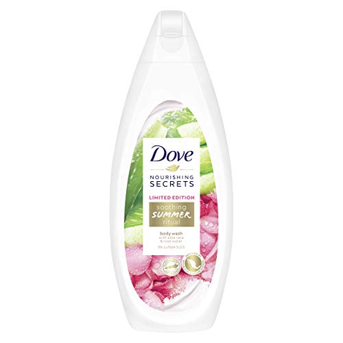 Dove - Gel de ducha para el cuidado del verano, refrescante edición limitada con aroma de aloe vera y agua de rosas, 250 ml
