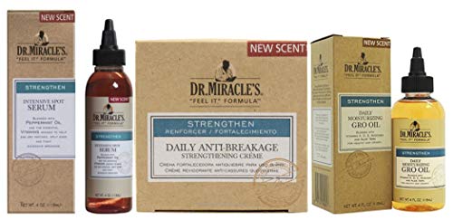 Dr. Miracles Intensive Spot Serum 4 oz, Daily Moisturizing Gro Oil 4 oz & Daily Anti Breakage Fortalecer Crema 4 oz