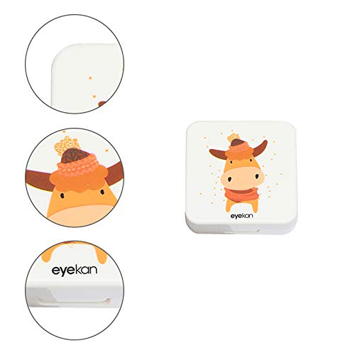 Drawihi Mini Caja Portatil Lentillas Twin Estuche para Gafas y lentillas Caja de Lentes Viaje para Lentes de Contacto Tamano de Bolsillo con para lentillas, para líquidos y Pinzas(Erizo Cuadrado)