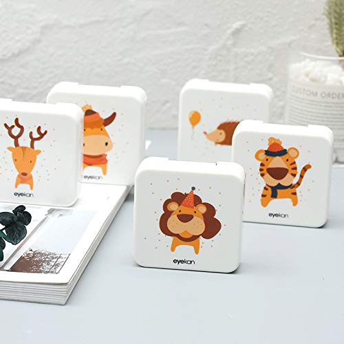 Drawihi Mini Caja Portatil Lentillas Twin Estuche para Gafas y lentillas Caja de Lentes Viaje para Lentes de Contacto Tamano de Bolsillo con para lentillas, para líquidos y Pinzas(Erizo Cuadrado)