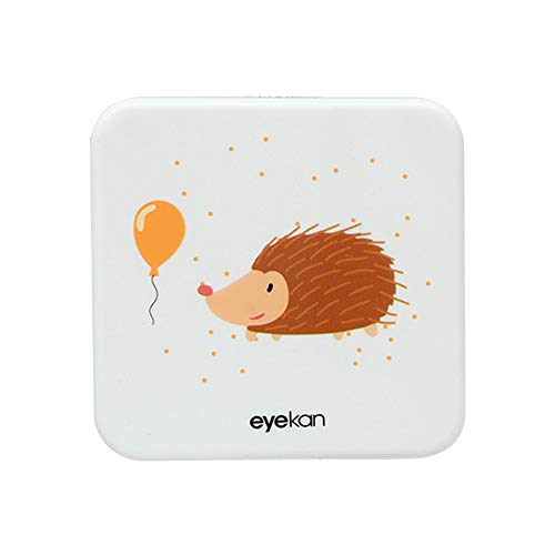 Drawihi Mini Caja Portatil Lentillas Twin Estuche para Gafas y lentillas Caja de Lentes Viaje para Lentes de Contacto Tamano de Bolsillo con para lentillas, para líquidos y Pinzas(Erizo Cuadrado)