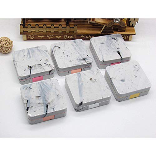 Drawihi Mini Caja Portatil Viaje Gafas Y Lentillas Elegante para Mármol Cuadrado Lentes De Contacto Tamano De Bolsillo(Rosa Roja)