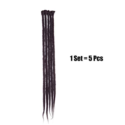 Dreadlock Extension Hair para trenzas largas Dread Extension Braids Hair Fiber Braid Hair sintético 50cm para mujeres hombres, paquete de 5, vino tinto