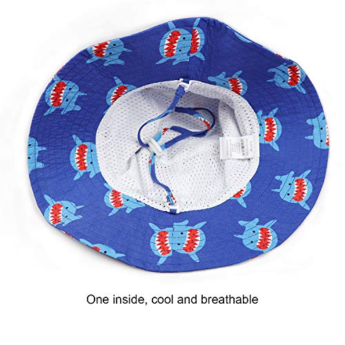 DRESHOW - Gorro para bebé para protegerlo del sol, unisex, con correa para la barbilla, UPF 50+ Azul Azul Disonar Talla única