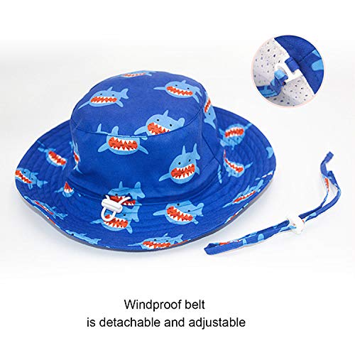 DRESHOW - Gorro para bebé para protegerlo del sol, unisex, con correa para la barbilla, UPF 50+ Azul Azul Disonar Talla única