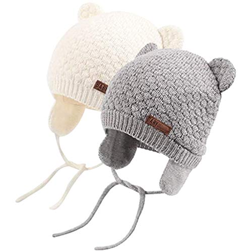 DRESHOW Sombrero de Bebé Gorro de Bebé Niña Lindo Oso Oreja Recién Beanie Gorro de Punto Cálido para Otoño Invierno
