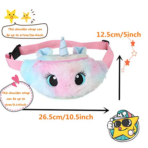 dressfan Riñonera Linda Riñonera para Niñas Lujoso Bolsillo de Unicornio en el Pecho Riñonera de Moda para Viajes Deportivos al Aire Libre Multicolor