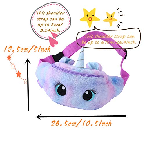 dressfan Riñonera Linda Riñonera para Niñas Lujoso Bolsillo de Unicornio en el Pecho Riñonera de Moda para Viajes Deportivos al Aire Libre Violeta