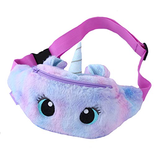 dressfan Riñonera Linda Riñonera para Niñas Lujoso Bolsillo de Unicornio en el Pecho Riñonera de Moda para Viajes Deportivos al Aire Libre Violeta