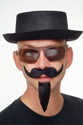 dressmeup - Carnaval Halloween Barba postiza Adhesiva mostacho español Cardenal Mosquetero Bigote y Perilla Negros - MM-031