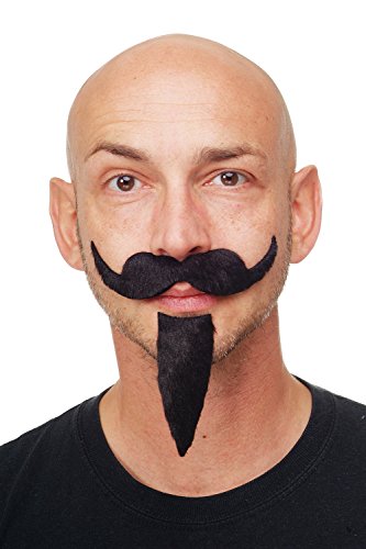 dressmeup - Carnaval Halloween Barba postiza Adhesiva mostacho español Cardenal Mosquetero Bigote y Perilla Negros - MM-031