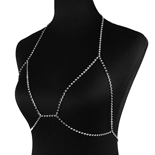 Dsaren Cadena del Cuerpo, Mujeres Sexy Layered Harness Crossover Bikini Cadena Playa Collar (A-Silver)