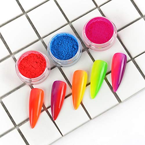 DSHIJIE 12Pcs Neón Color fluorescente Pigmento de uñas en polvo Pigmento Fluorescente Brillo de uñas decoracion uñas pigmentos para uñas diseños para uñas pigmentos uñas