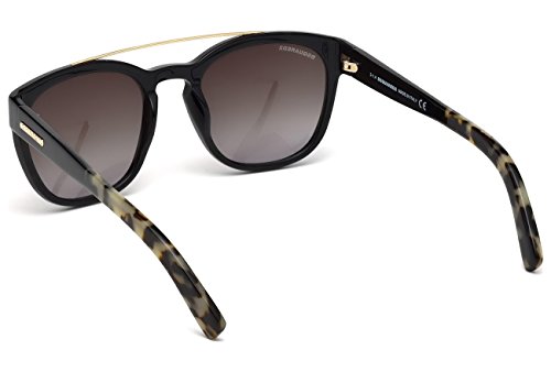 DSQUARED2 DQ0164 01B 54 Monturas de gafas, Negro (Negro LucidoFumo Grad), 54.0 Unisex Adulto