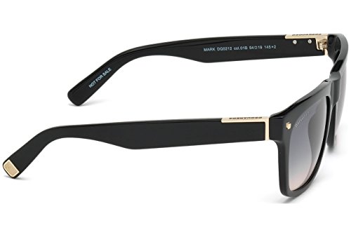 DSQUARED2 DQ0212 01B 54 Monturas de gafas, Negro (Negro LucidoFumo Grad), 54.0 Unisex Adulto