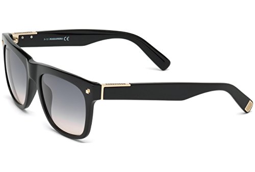 DSQUARED2 DQ0212 01B 54 Monturas de gafas, Negro (Negro LucidoFumo Grad), 54.0 Unisex Adulto
