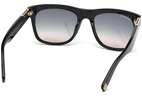 DSQUARED2 DQ0212 01B 54 Monturas de gafas, Negro (Negro LucidoFumo Grad), 54.0 Unisex Adulto