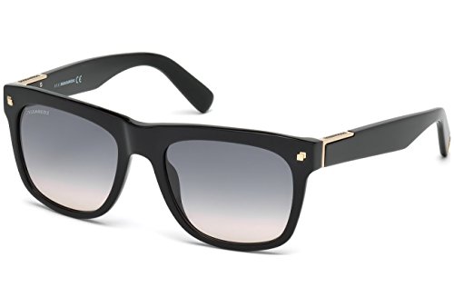 DSQUARED2 DQ0212 01B 54 Monturas de gafas, Negro (Negro LucidoFumo Grad), 54.0 Unisex Adulto