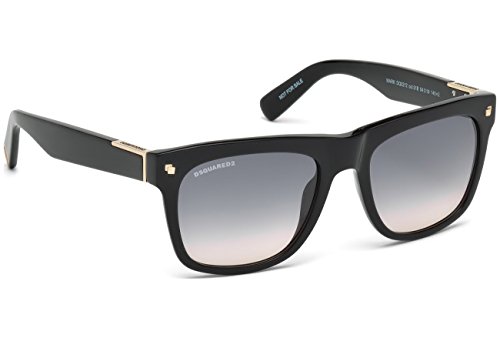 DSQUARED2 DQ0212 01B 54 Monturas de gafas, Negro (Negro LucidoFumo Grad), 54.0 Unisex Adulto