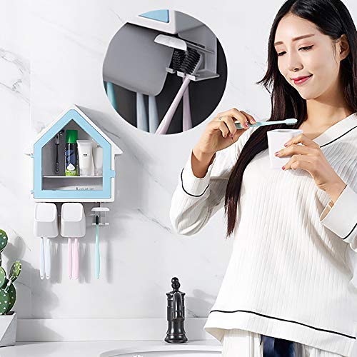 DSSHOME Cepillo de Dientes Titular de Anti-Polvo con 3 Copas fácilmente montado en la Pared Cepillo de Dientes eléctrico Conjunto de Almacenamiento