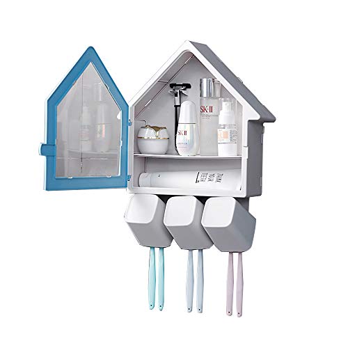 DSSHOME Cepillo de Dientes Titular de Anti-Polvo con 3 Copas fácilmente montado en la Pared Cepillo de Dientes eléctrico Conjunto de Almacenamiento